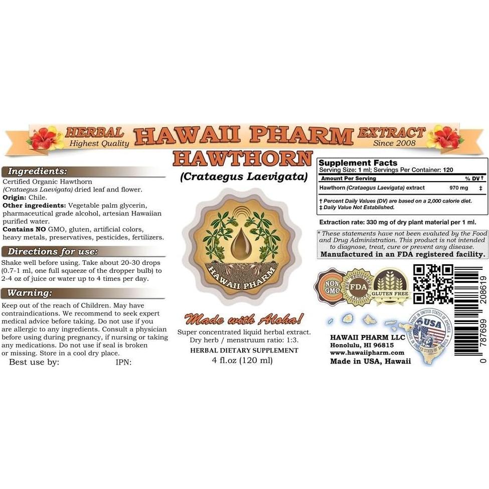 Extracto Líquido de Espino Orgánico HawaiiPharm 60 ml