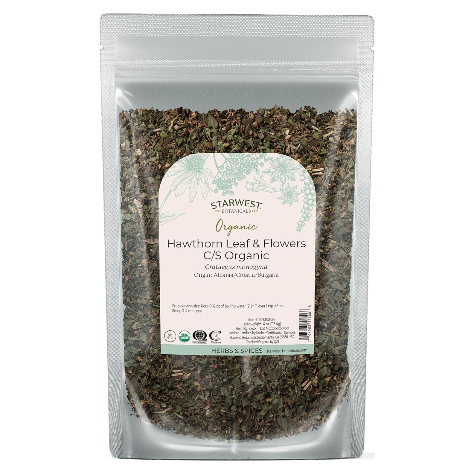 Hojas y Flores de Espino Orgánico Starwest Botanicals 113 g