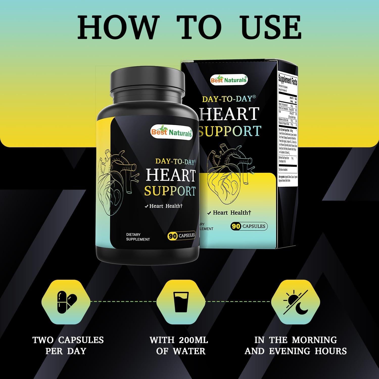 Suplemento Cardiaco Diario Mejor Naturales 90 Cápsulas Veganas