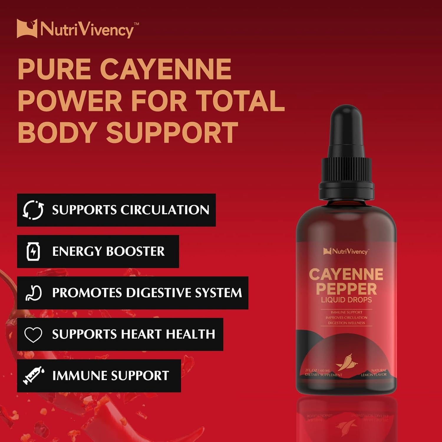 Gotas Líquidas de Pimienta de Cayena NutriSnaps 59 ml - 11 en 1