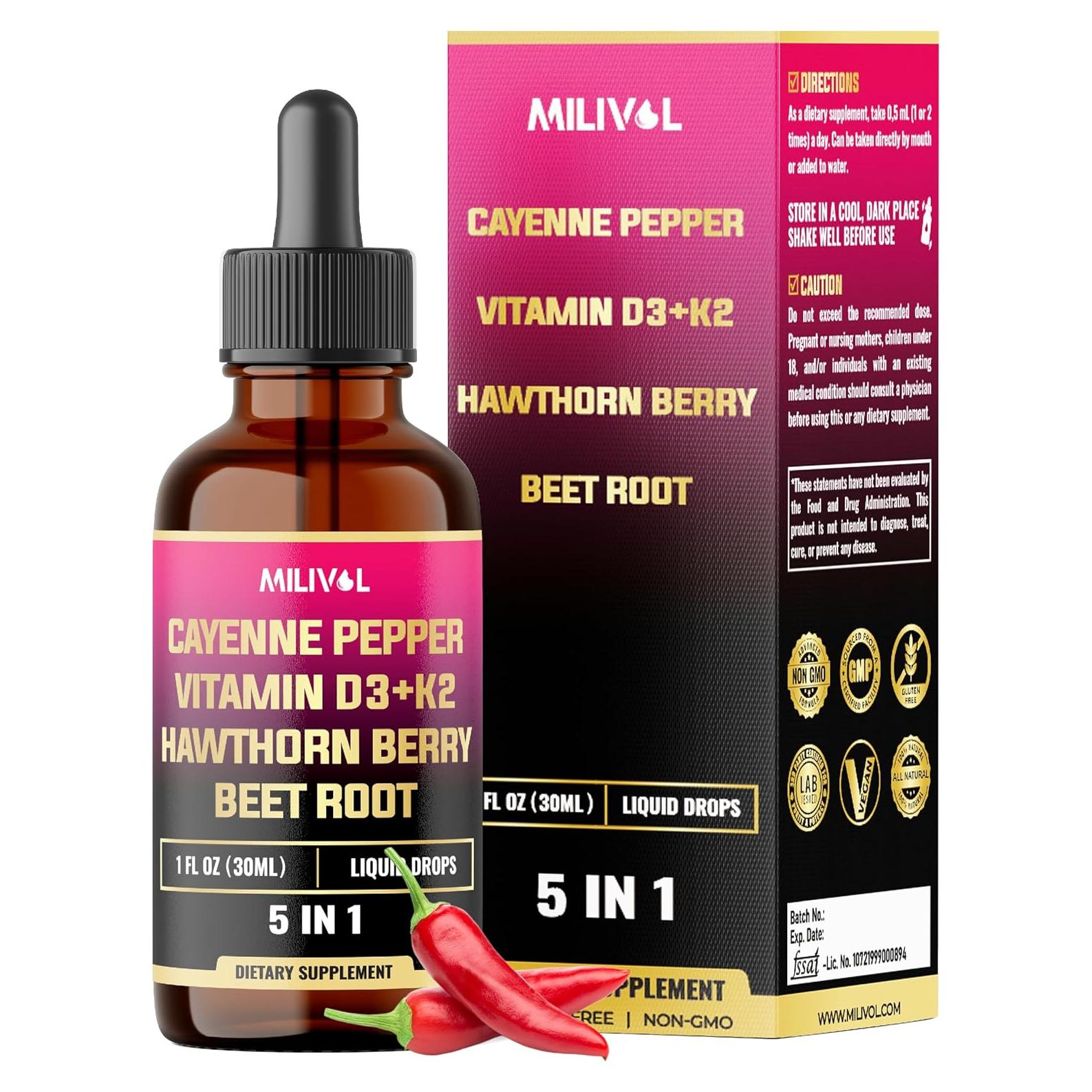 Gotas Líquidas de Pimienta de Cayena Milivol 30 ml - Suplemento Digestivo