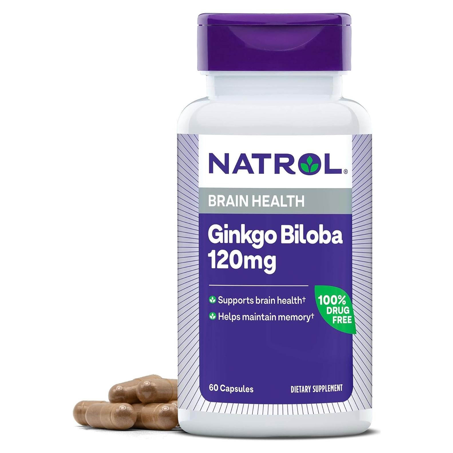 Suplemento Natrol Ginkgo Biloba 120mg 60 Cápsulas Salud Cerebral