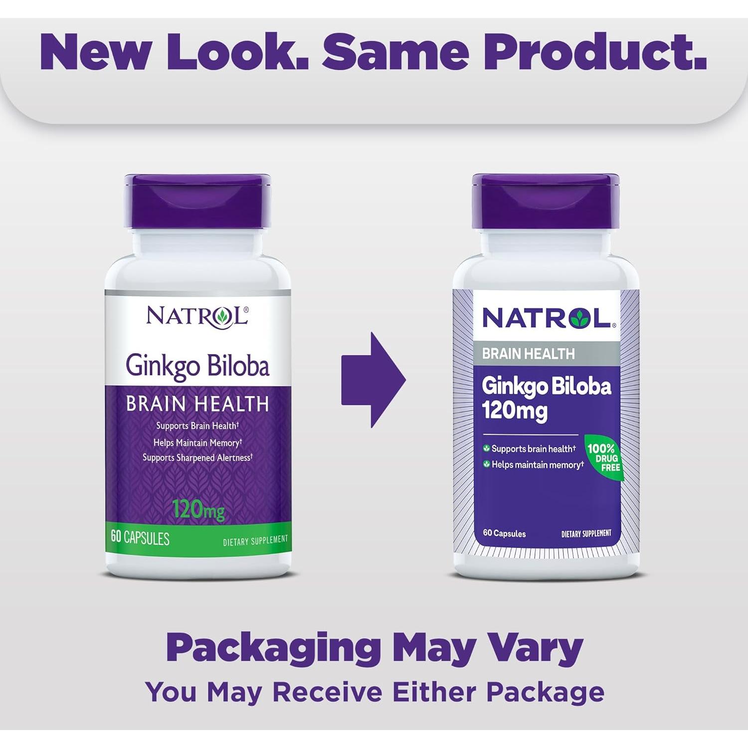 Suplemento Natrol Ginkgo Biloba 120mg 60 Cápsulas Salud Cerebral