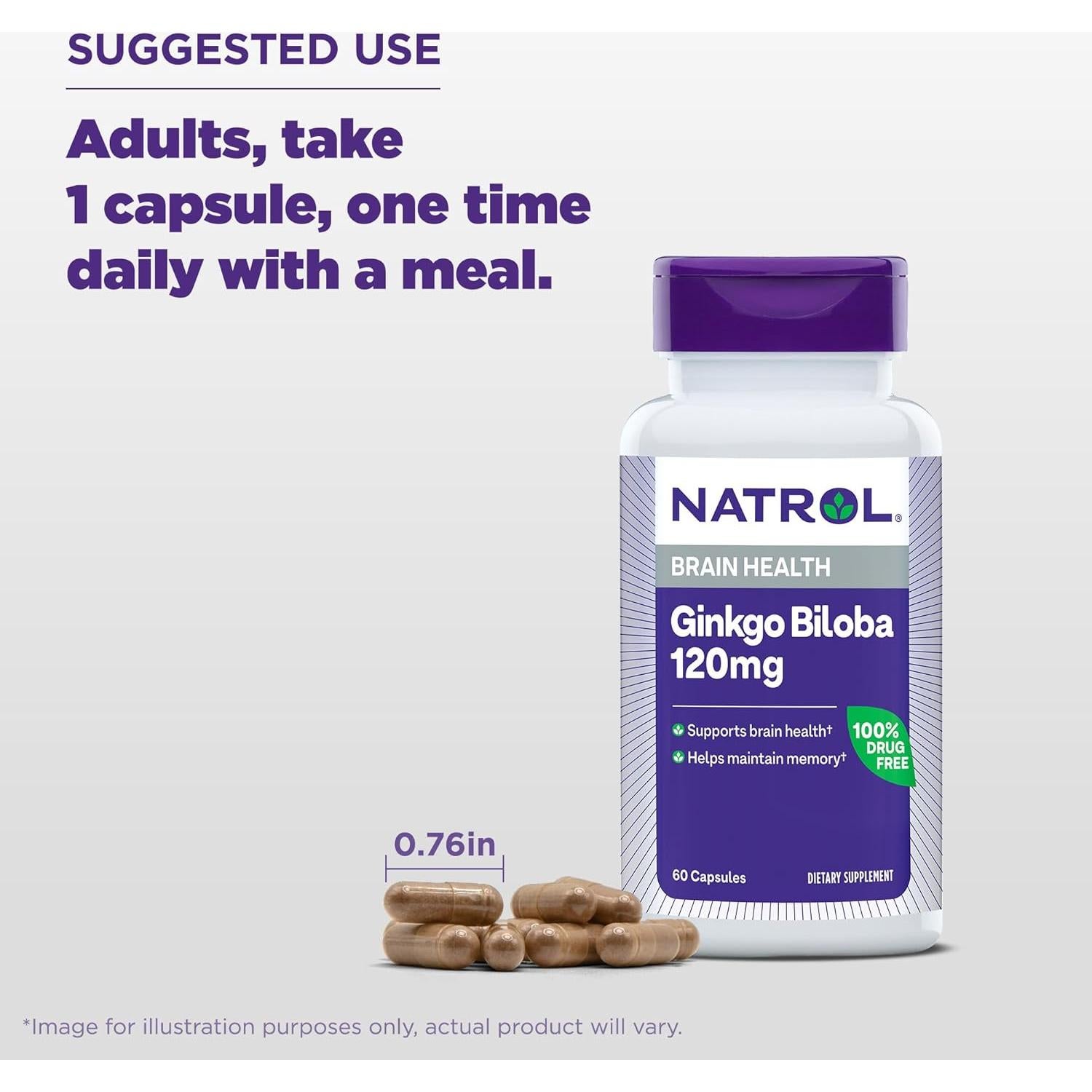 Suplemento Natrol Ginkgo Biloba 120mg 60 Cápsulas Salud Cerebral