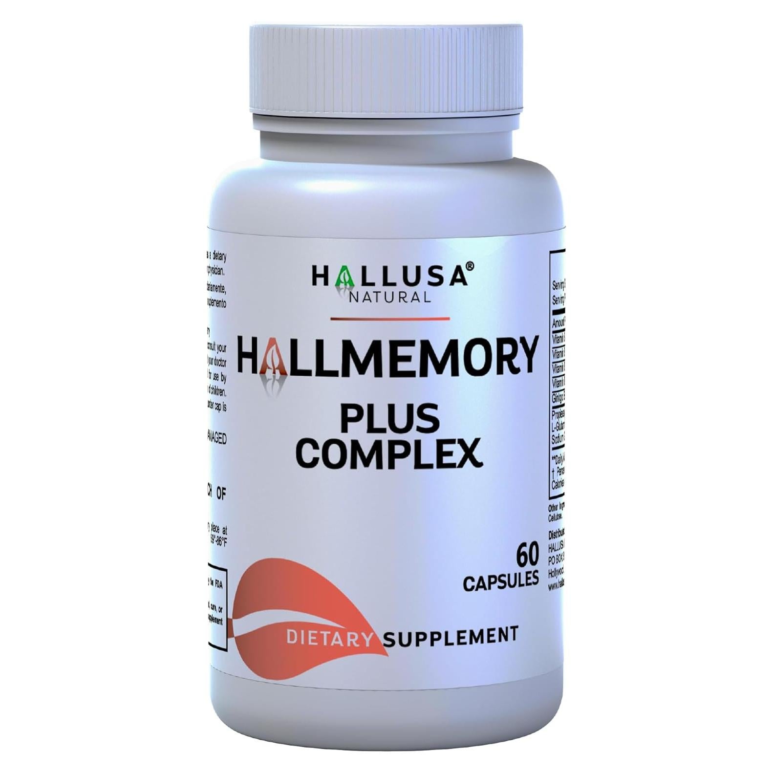 Suplemento Cerebral Hallusa Natural 60 Cápsulas Ginkgo Biloba B12 B9 B6