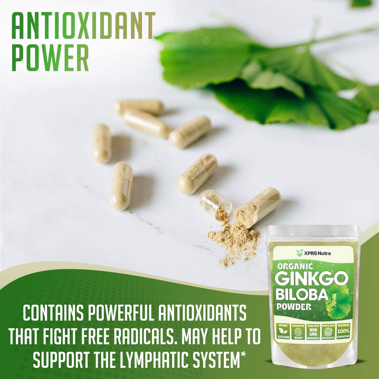 Polvo Orgánico de Ginkgo Biloba XPRS Nutra 453.6 g - Suplemento Vegano