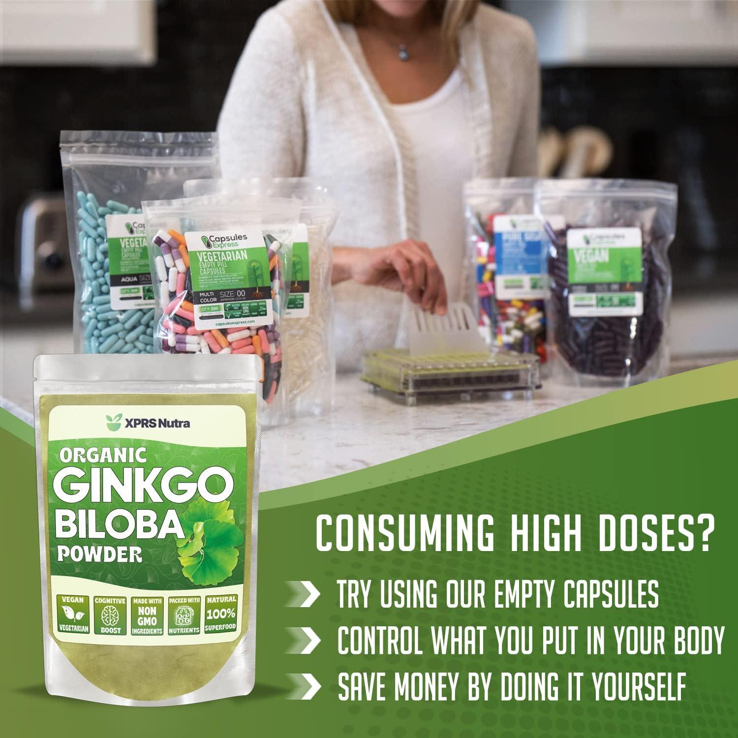 Polvo Orgánico de Ginkgo Biloba XPRS Nutra 453.6 g - Suplemento Vegano