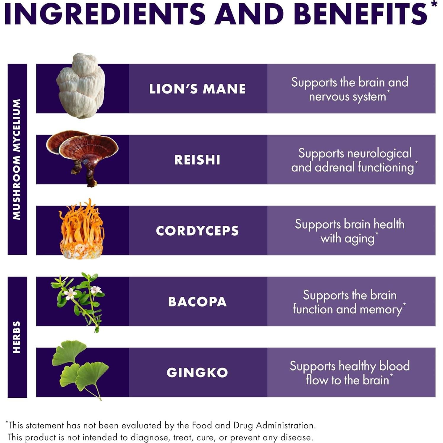 Cápsulas Host Defense Brain con Melena de León y Reishi - 60 Unidades