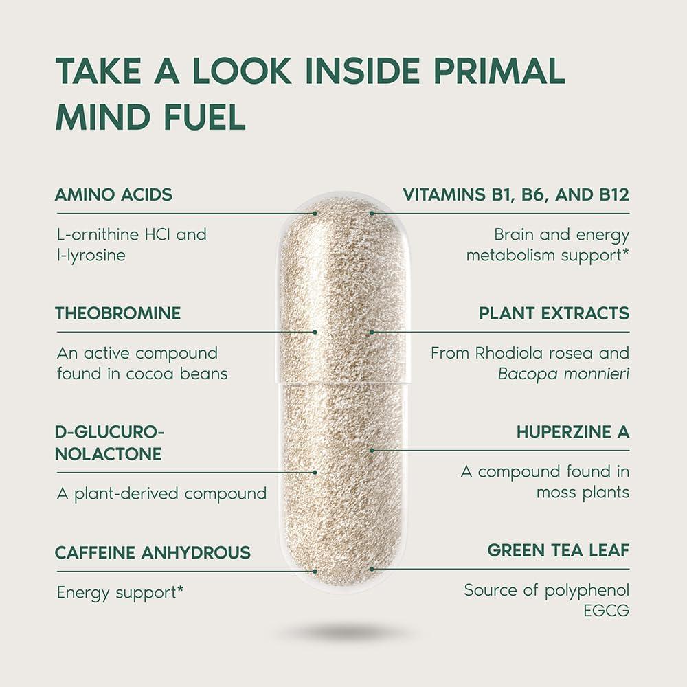 Suplemento Nootrópico Primal Harvest 30 Cápsulas Enfoque y Energía