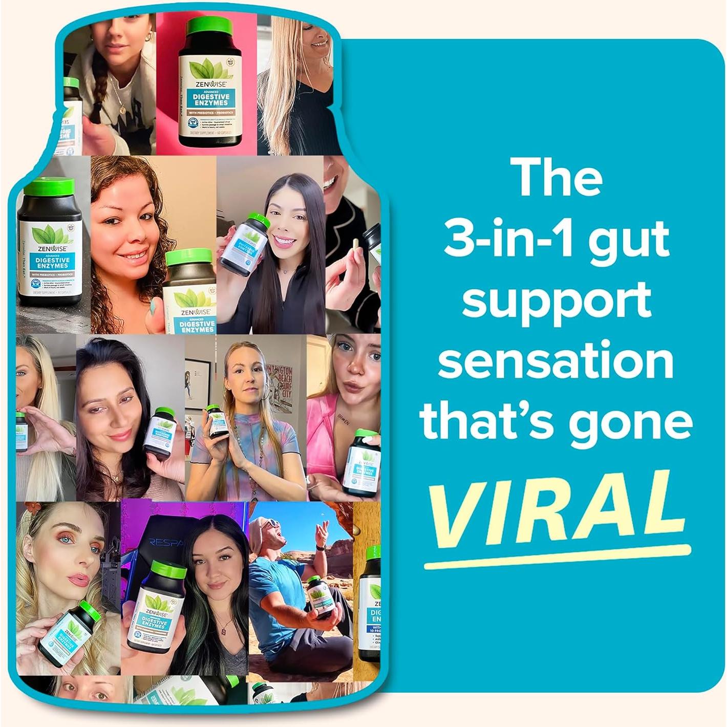 Zenwise Health Enzimas Digestivas 60 Cápsulas - Alivio Rápido