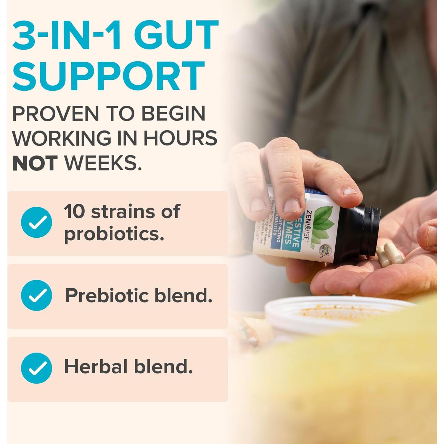 Zenwise Health Enzimas Digestivas 60 Cápsulas - Alivio Rápido