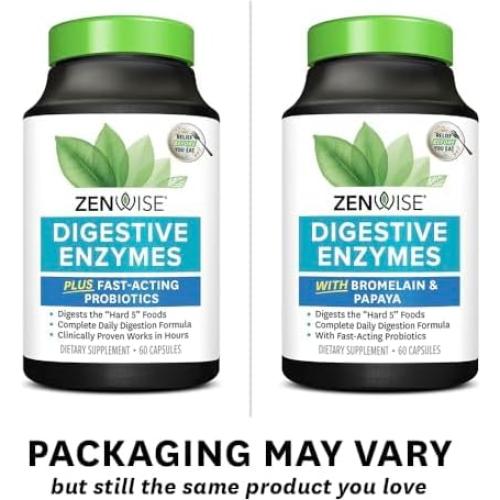 Zenwise Health Enzimas Digestivas 60 Cápsulas - Alivio Rápido