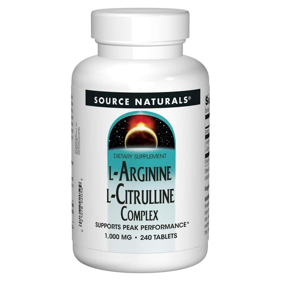 Suplemento L-Arginina L-Citrulina Source Naturals 1000 mg 240 Tabletas