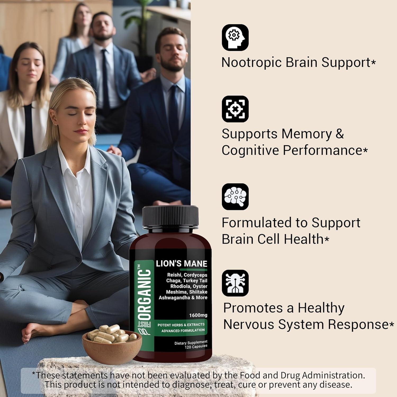 Suplemento Nootrópico Guard+ Melena de León 1600mg 120 Cápsulas