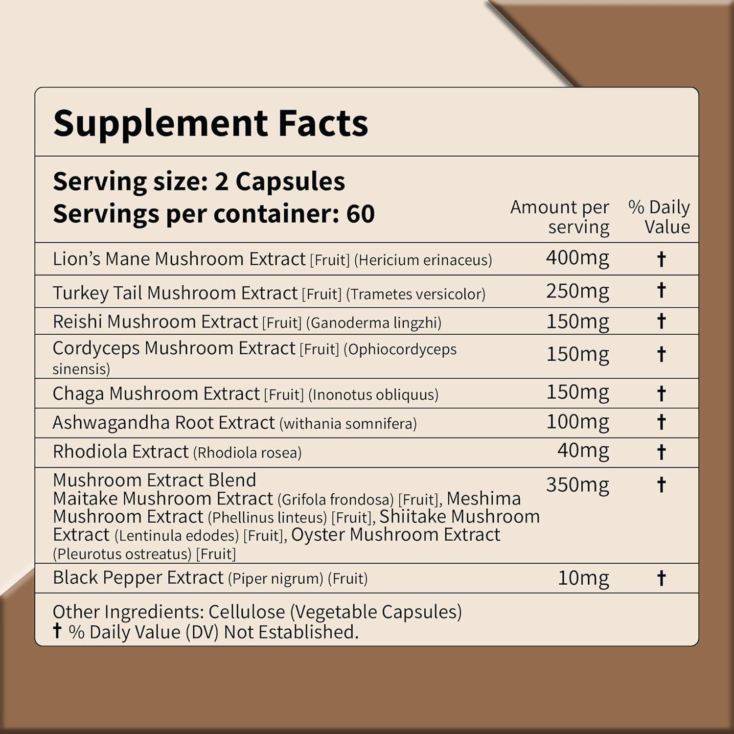 Suplemento Nootrópico Guard+ Melena de León 1600mg 120 Cápsulas