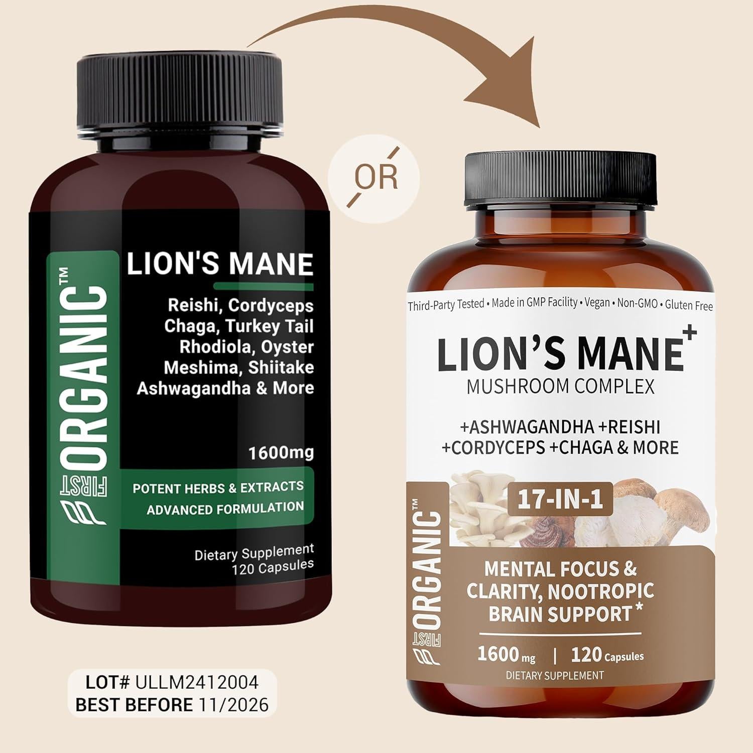 Suplemento Nootrópico Guard+ Melena de León 1600mg 120 Cápsulas