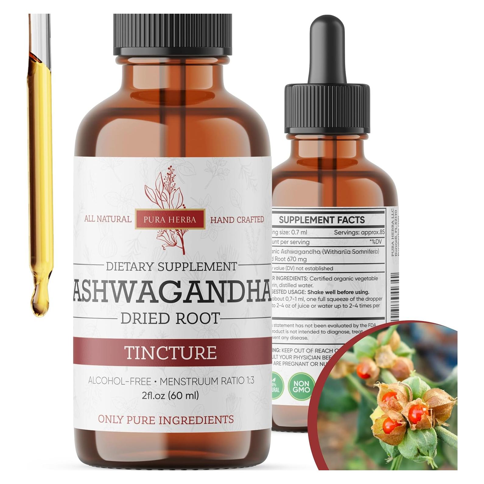 Gotas Líquidas de Ashwagandha Orgánica Pura Herba 59.15 ml