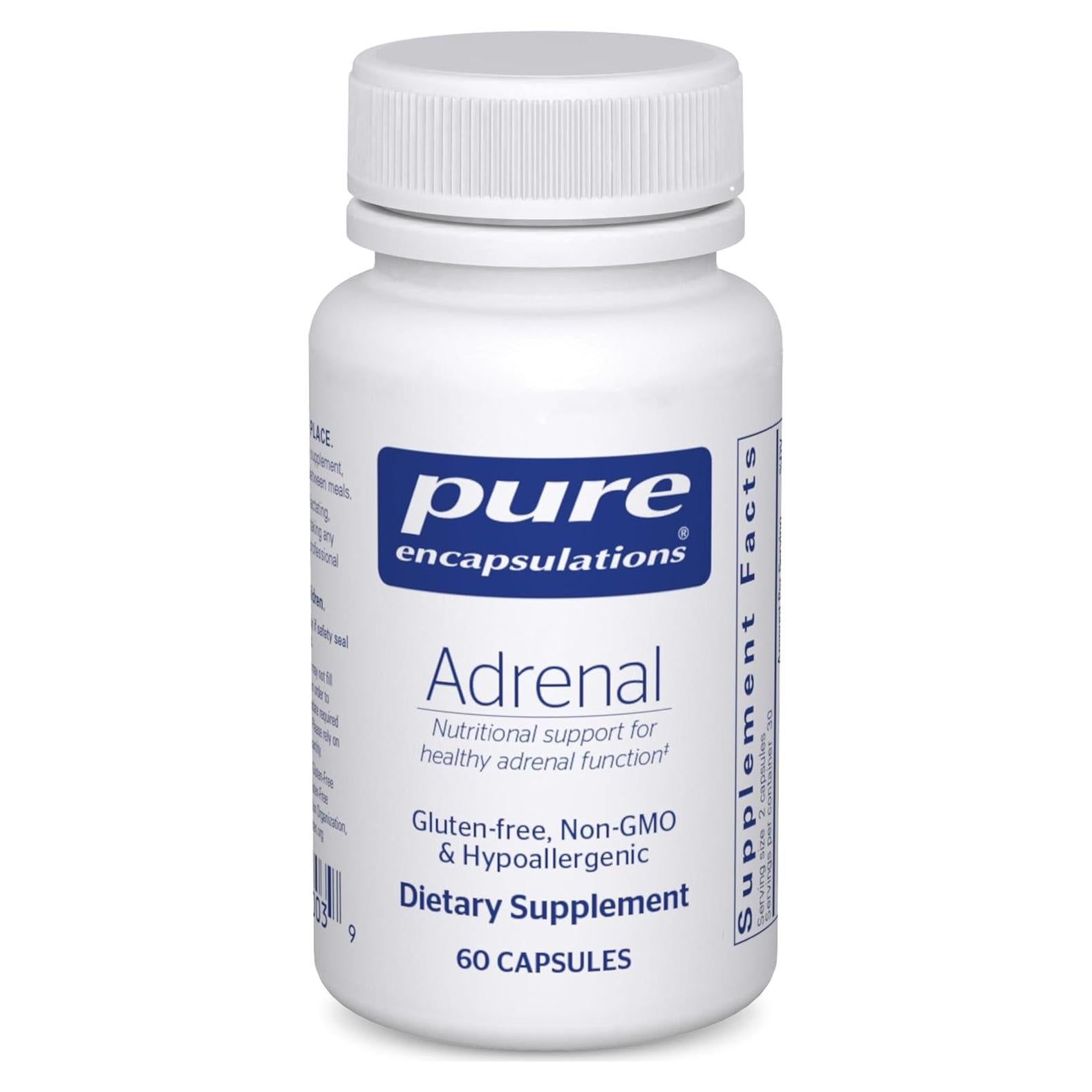 Suplemento Adrenal Pure Encapsulations 60 Cápsulas - Apoyo Cortisol y Energía