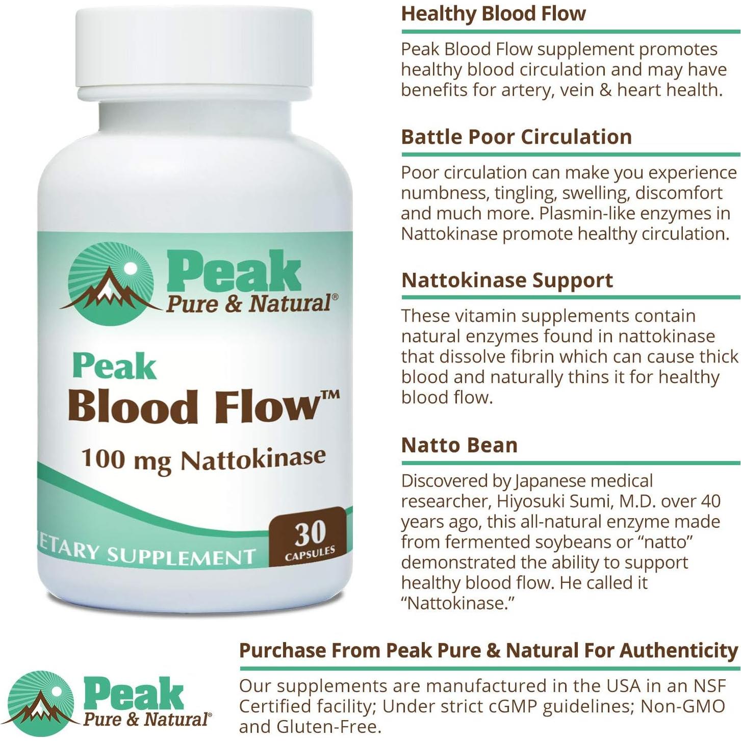 Suplemento Nattokinasa Peak 100mg - 30 Cápsulas para Circulación Saludable