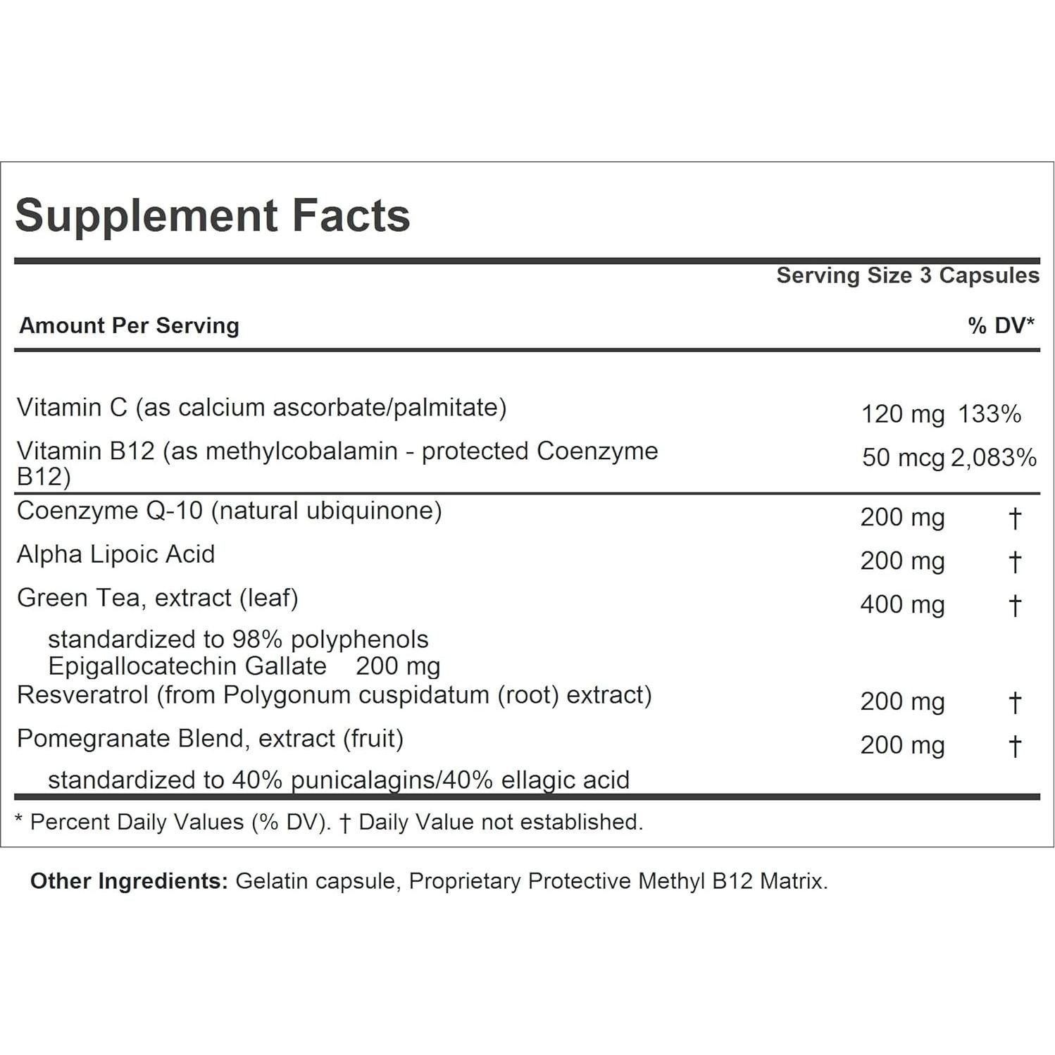 ANDREW LESSMAN Los Cinco Favoritos 30 Cápsulas - CoQ10, ALA, EGCG, Resveratrol, Granada