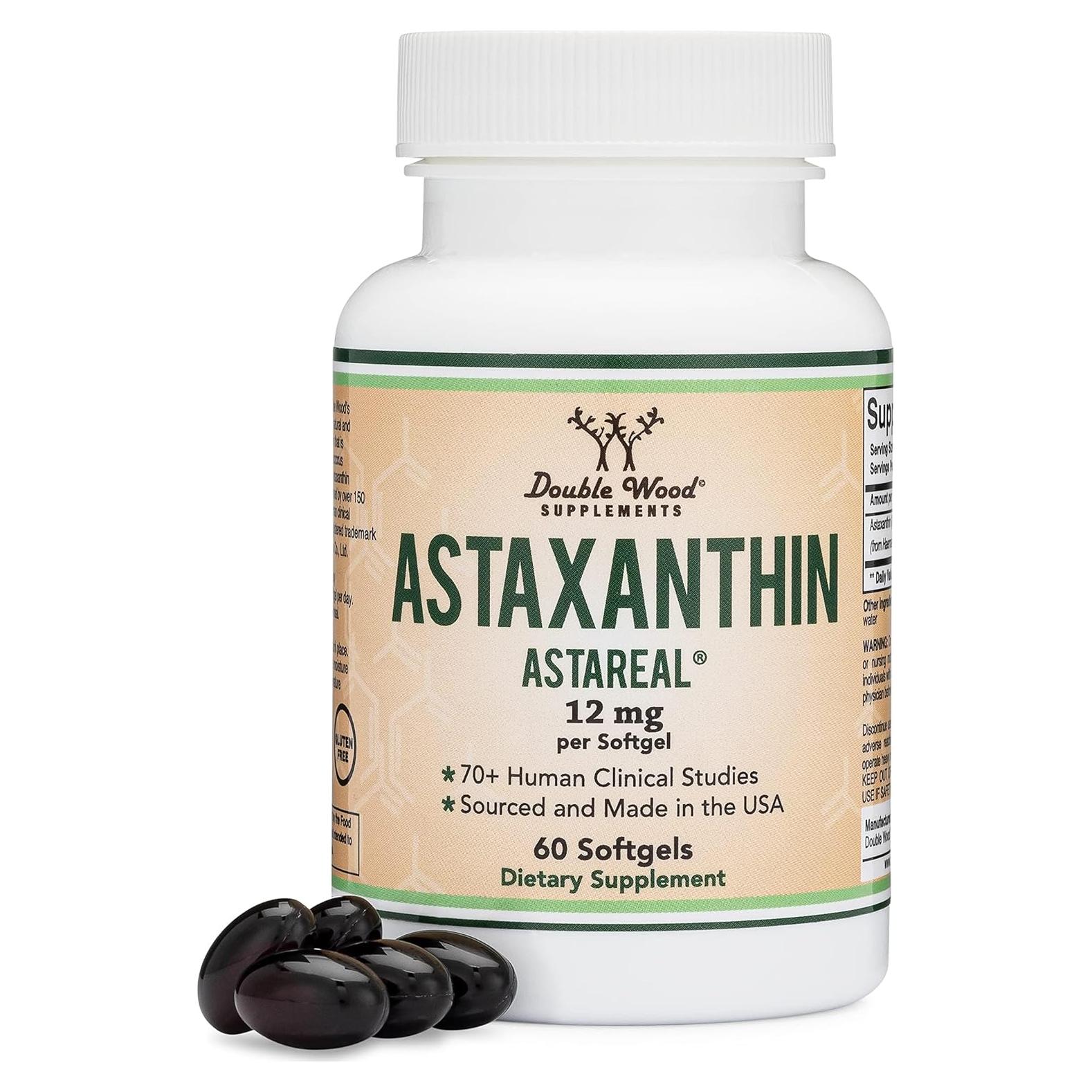 Astaxantina 12mg Double Wood - Antioxidante Potente 60 Geles