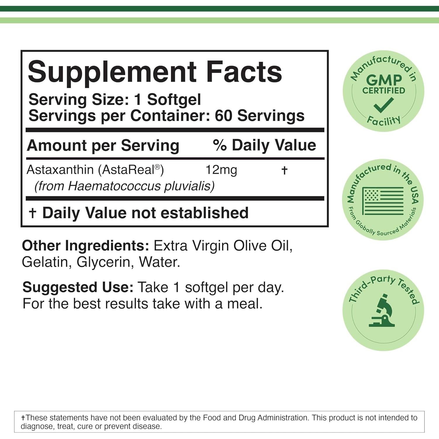 Astaxantina 12mg Double Wood - Antioxidante Potente 60 Geles