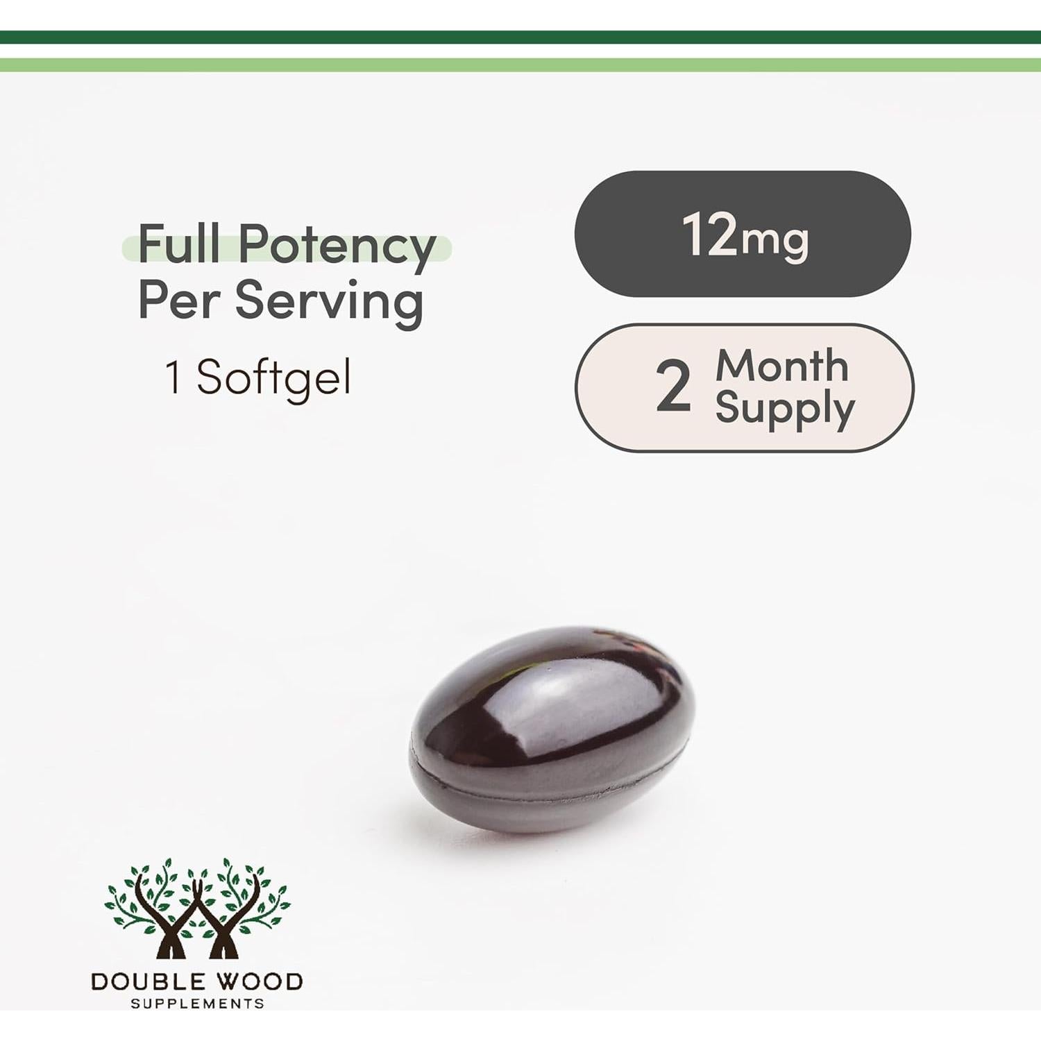 Astaxantina 12mg Double Wood - Antioxidante Potente 60 Geles