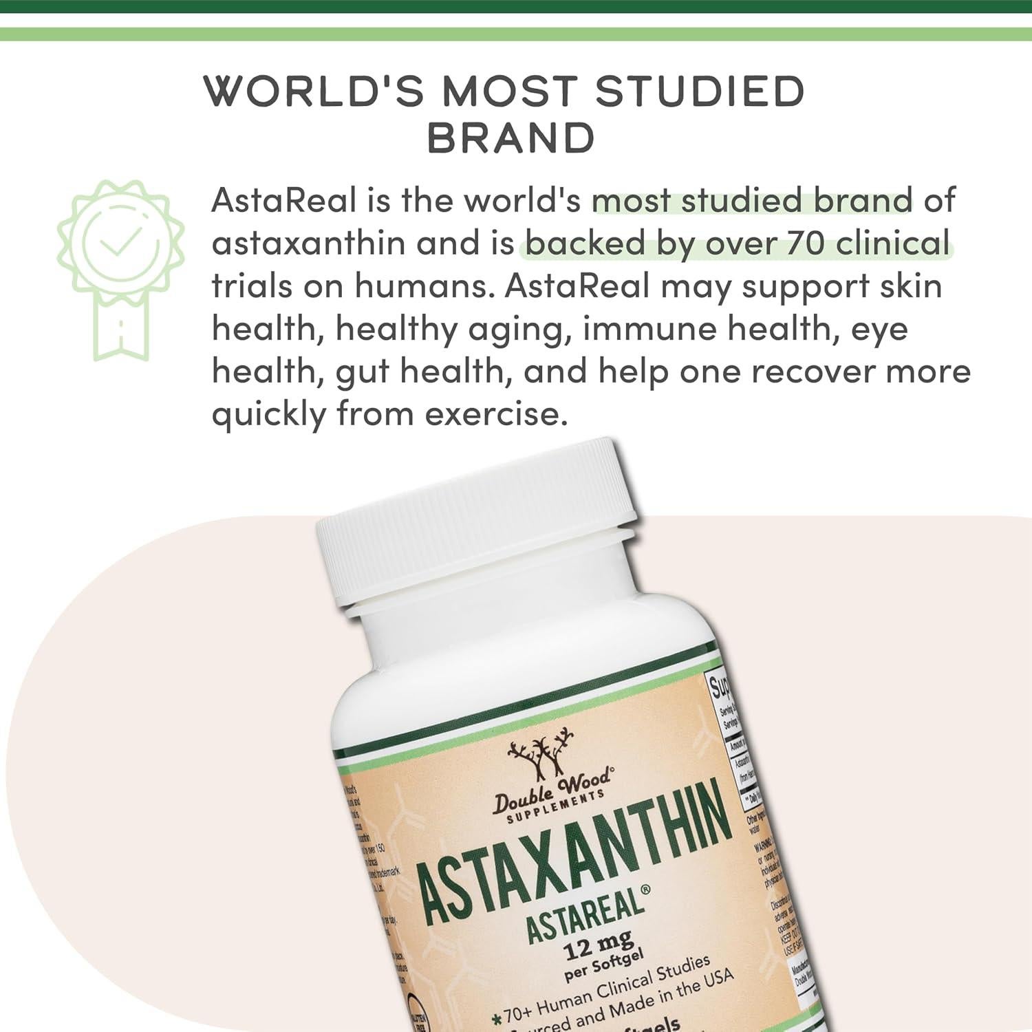Astaxantina 12mg Double Wood - Antioxidante Potente 60 Geles