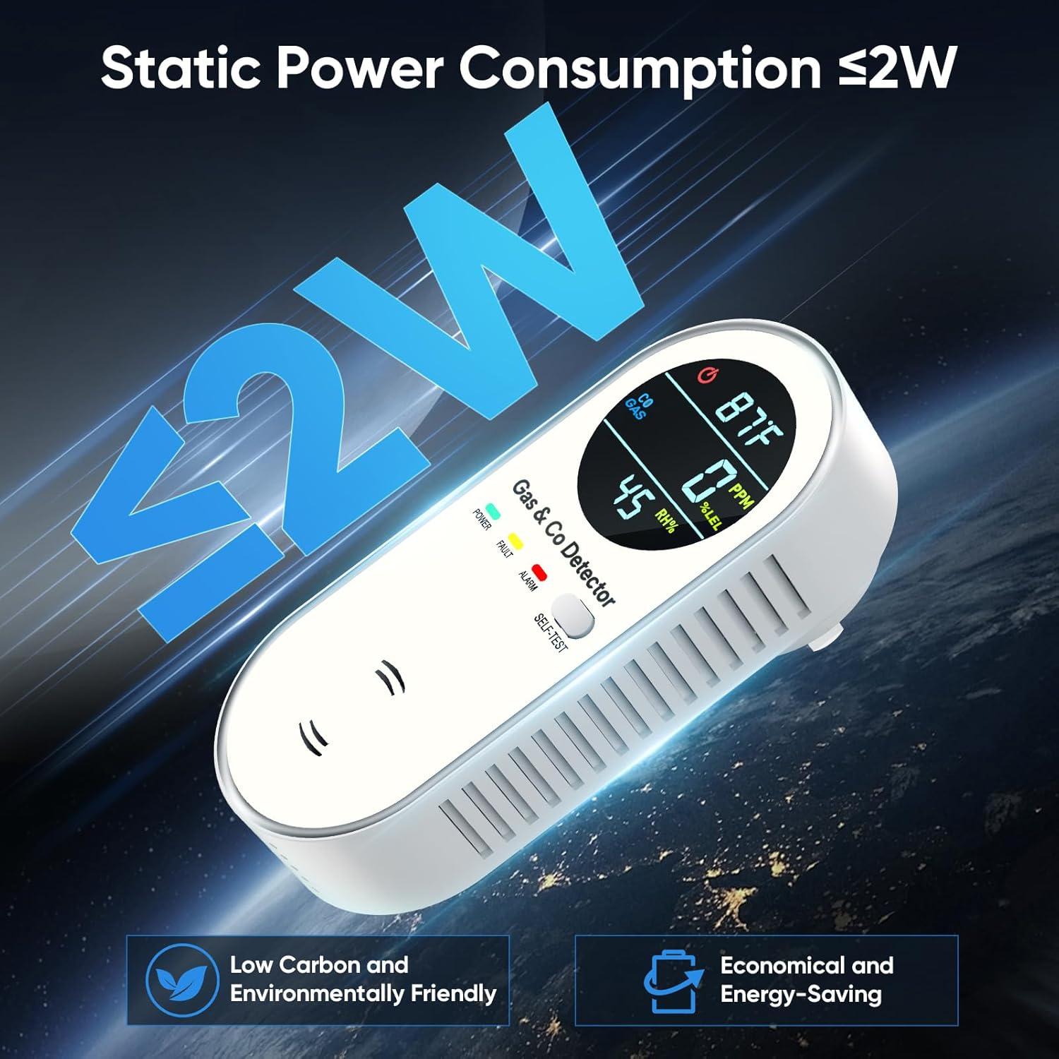 Detector de Fugas de Gas Natural y Monóxido de Carbono NORJAN