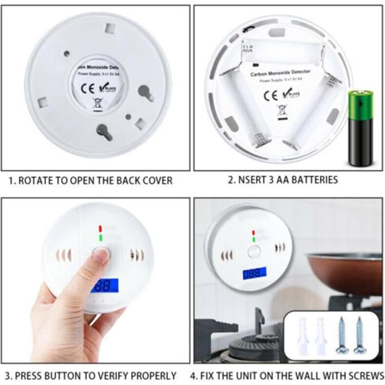 Detector de Monóxido de Carbono Golkur SeaT61A Batería 1-Pack