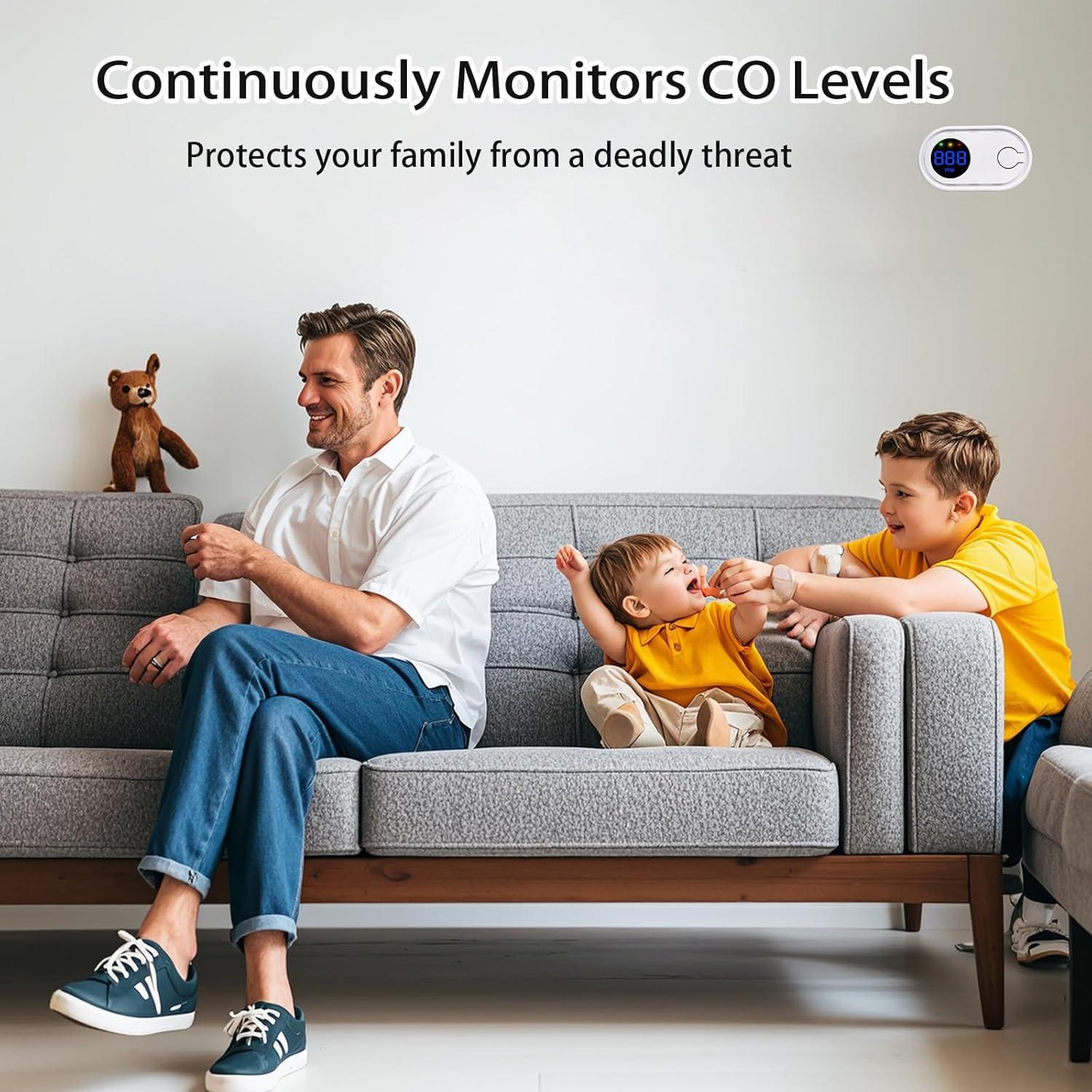 Detector de Monóxido de Carbono SCNBAORE 2Pack con Pantalla Digital