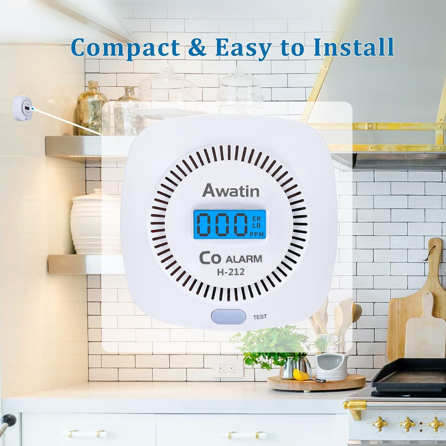 Detector de Monóxido de Carbono Awatin H-212 con Pantalla Digital