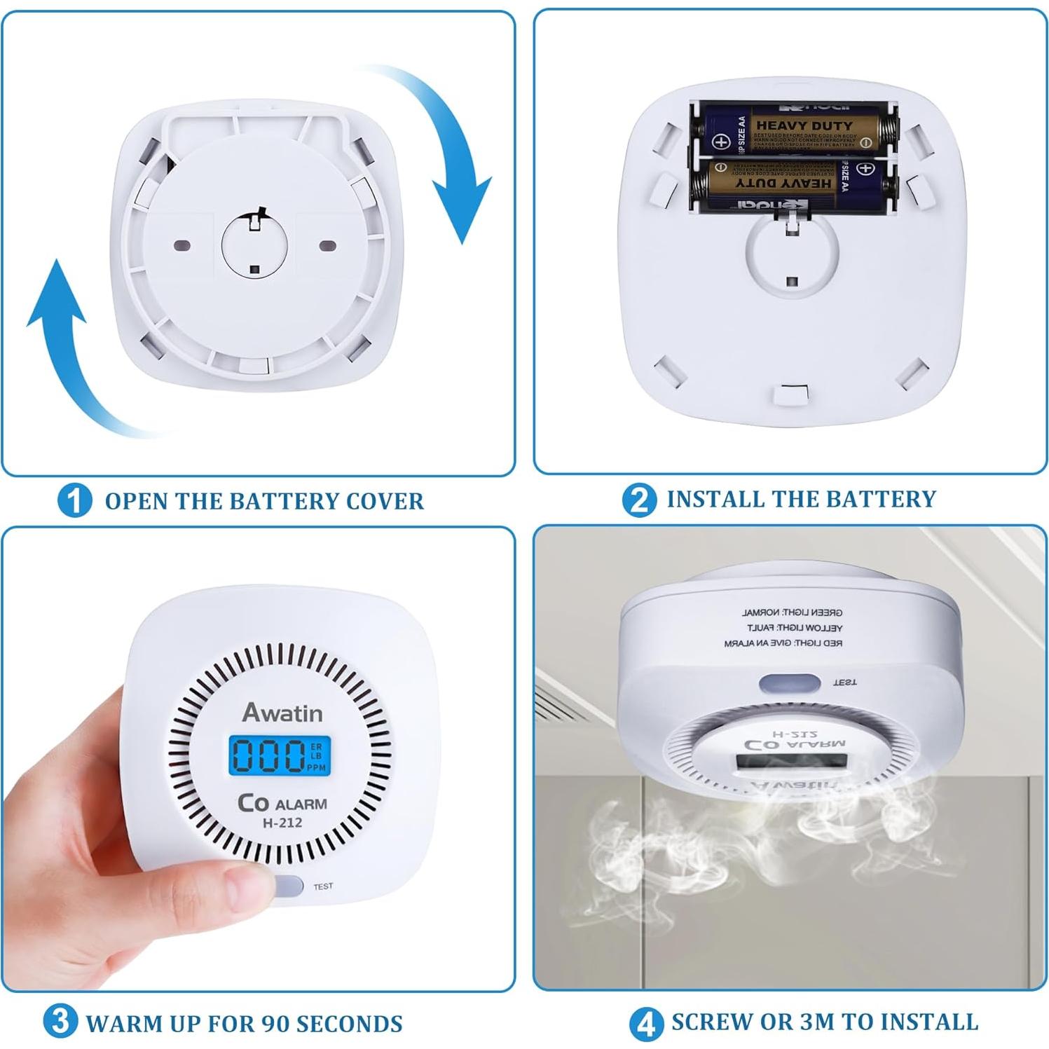 Detector de Monóxido de Carbono Awatin H-212 con Pantalla Digital