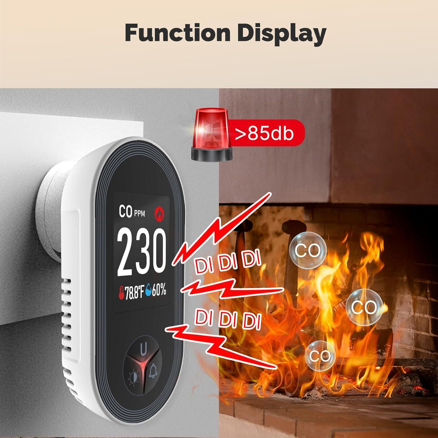 Detector de Monóxido de Carbono MOES 3 en 1 Enchufable 2Pack