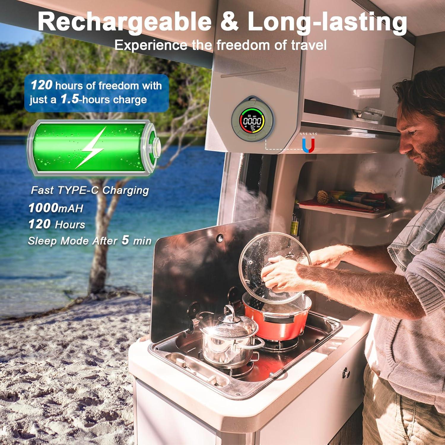 Detector de Monóxido de Carbono Pildegro PTH-100 3-en-1 Gris