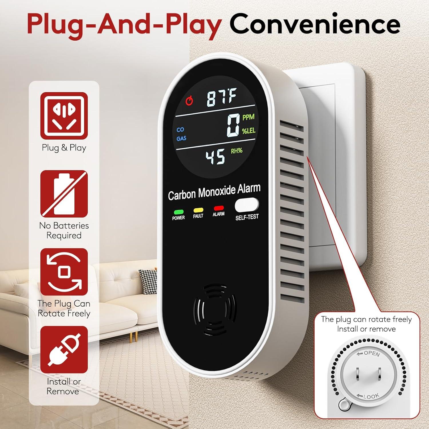 Detector de Monóxido de Carbono y Gas ARIKON 4-en-1 Portátil