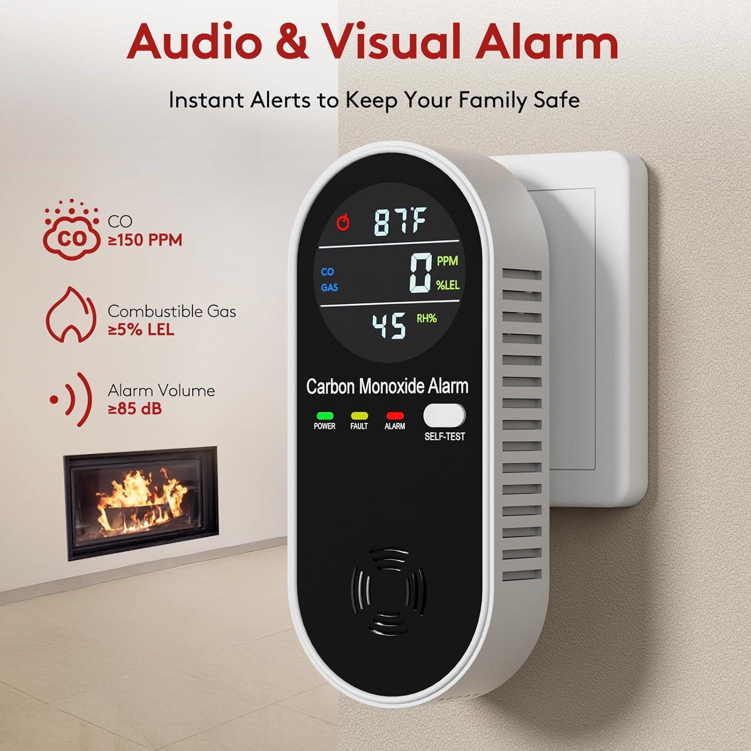 Detector de Monóxido de Carbono y Gas ARIKON 4-en-1 Portátil