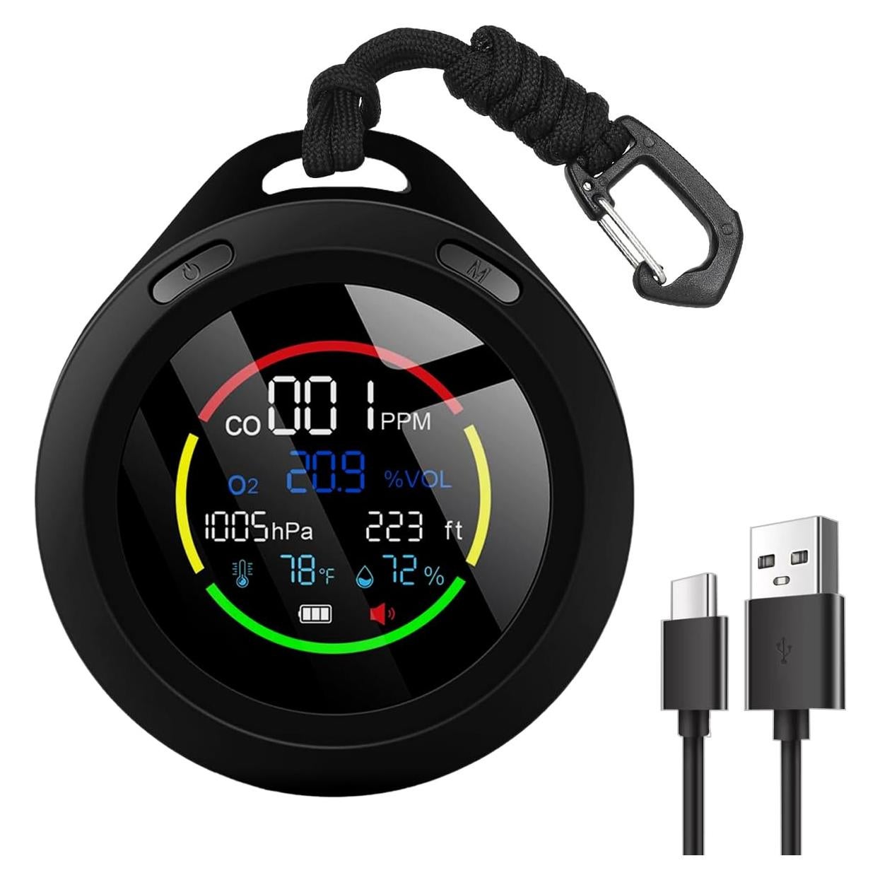 Detector de Monóxido de Carbono Portátil AIRNERGY - Calidad del Aire, O2, CO, Temperatura, Humedad