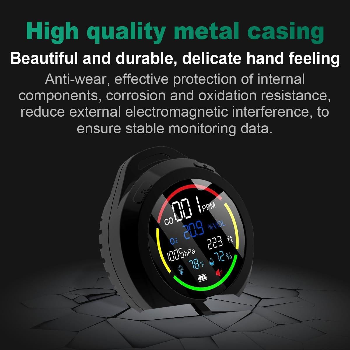 Detector de Monóxido de Carbono Portátil AIRNERGY - Calidad del Aire, O2, CO, Temperatura, Humedad