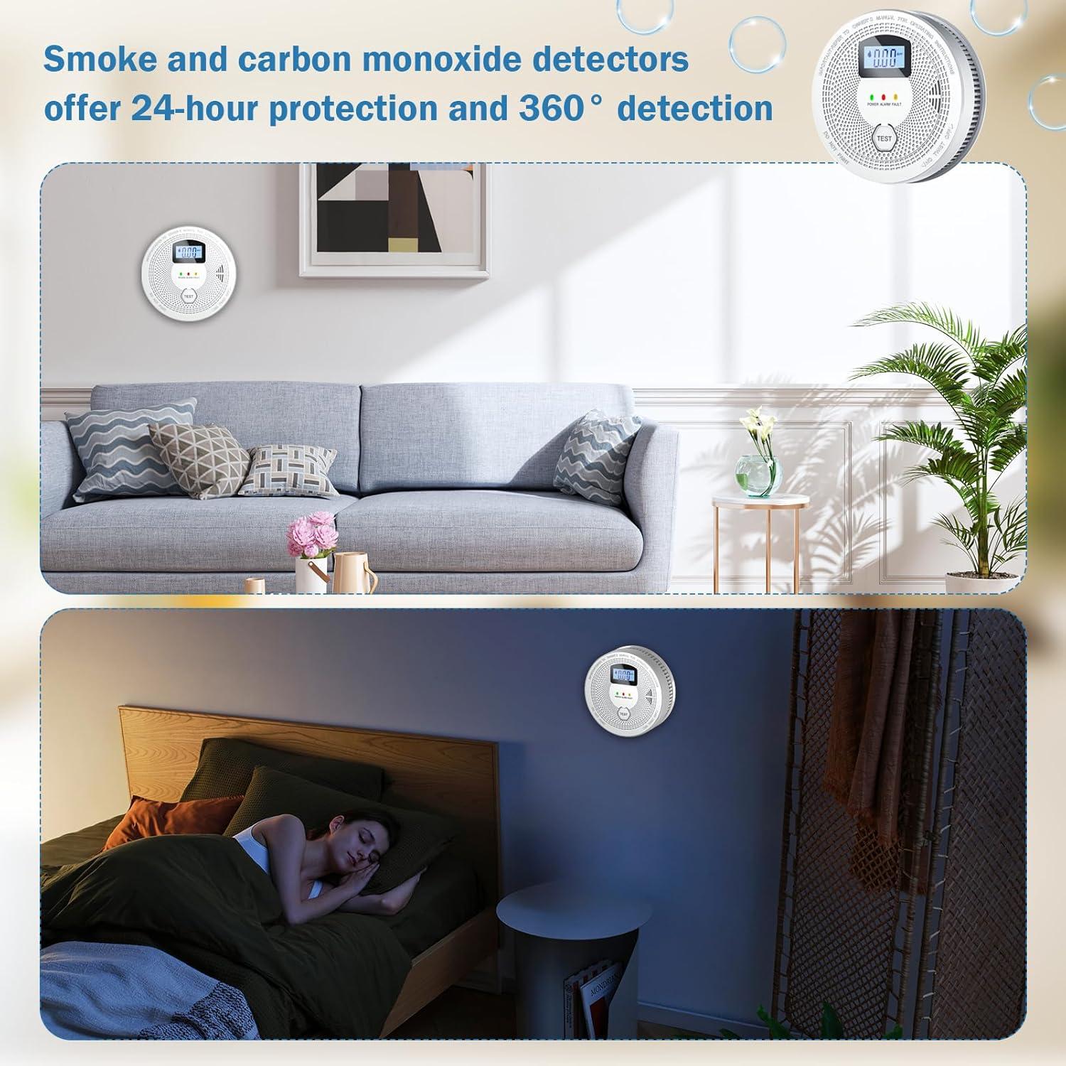 Combo 3 Detectores de Humo y Monóxido FEODSEW, Alarma 2 en 1