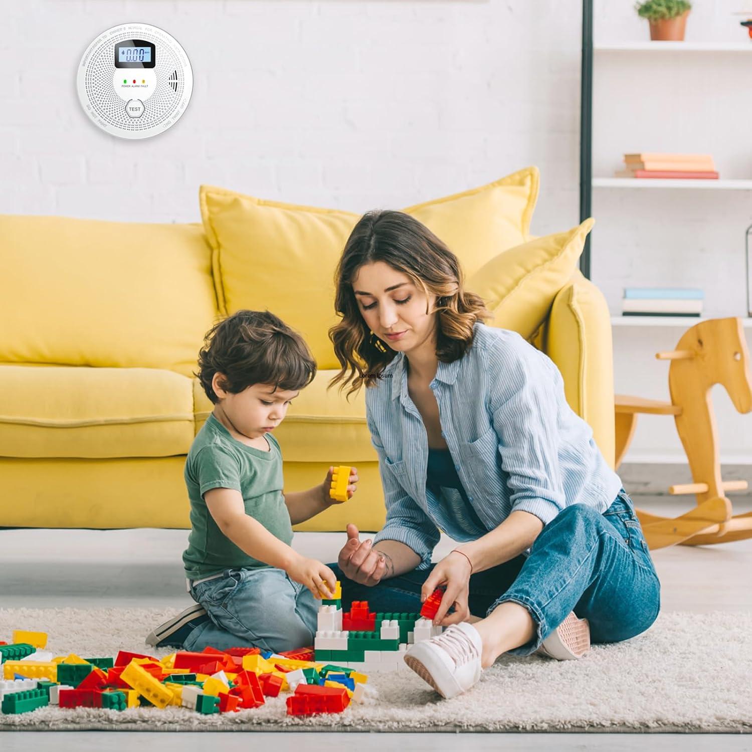 Combo 3 Detectores de Humo y Monóxido FEODSEW, Alarma 2 en 1