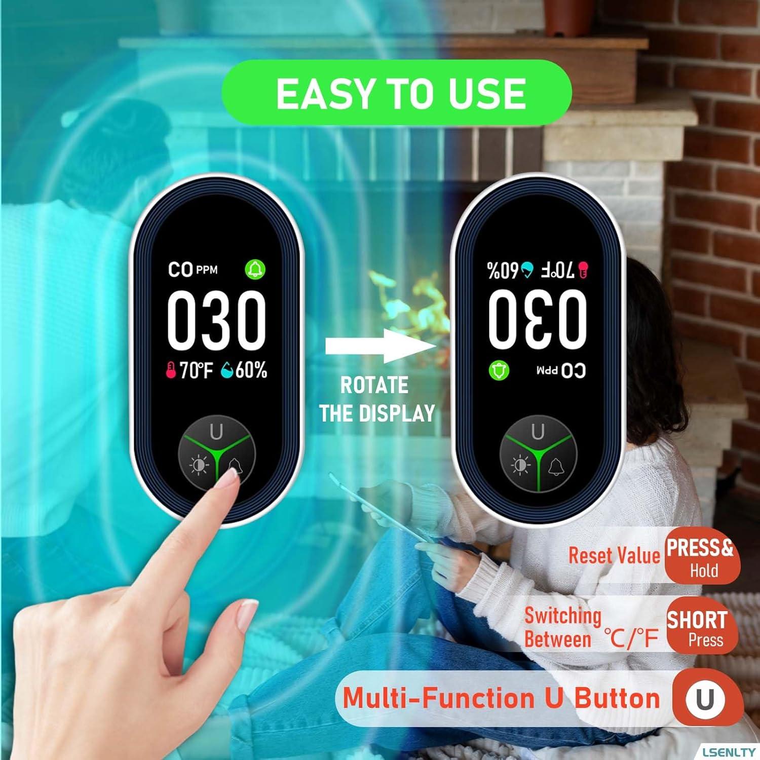 Detector de Monóxido de Carbono Enchufable LSENLTY 2 en 1