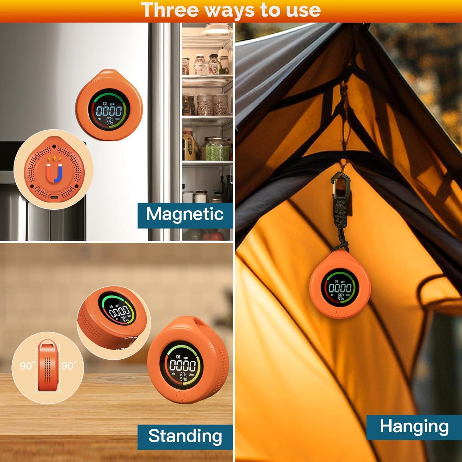 Detector de Monóxido de Carbono Portátil MOES 3 en 1, 144h Batería
