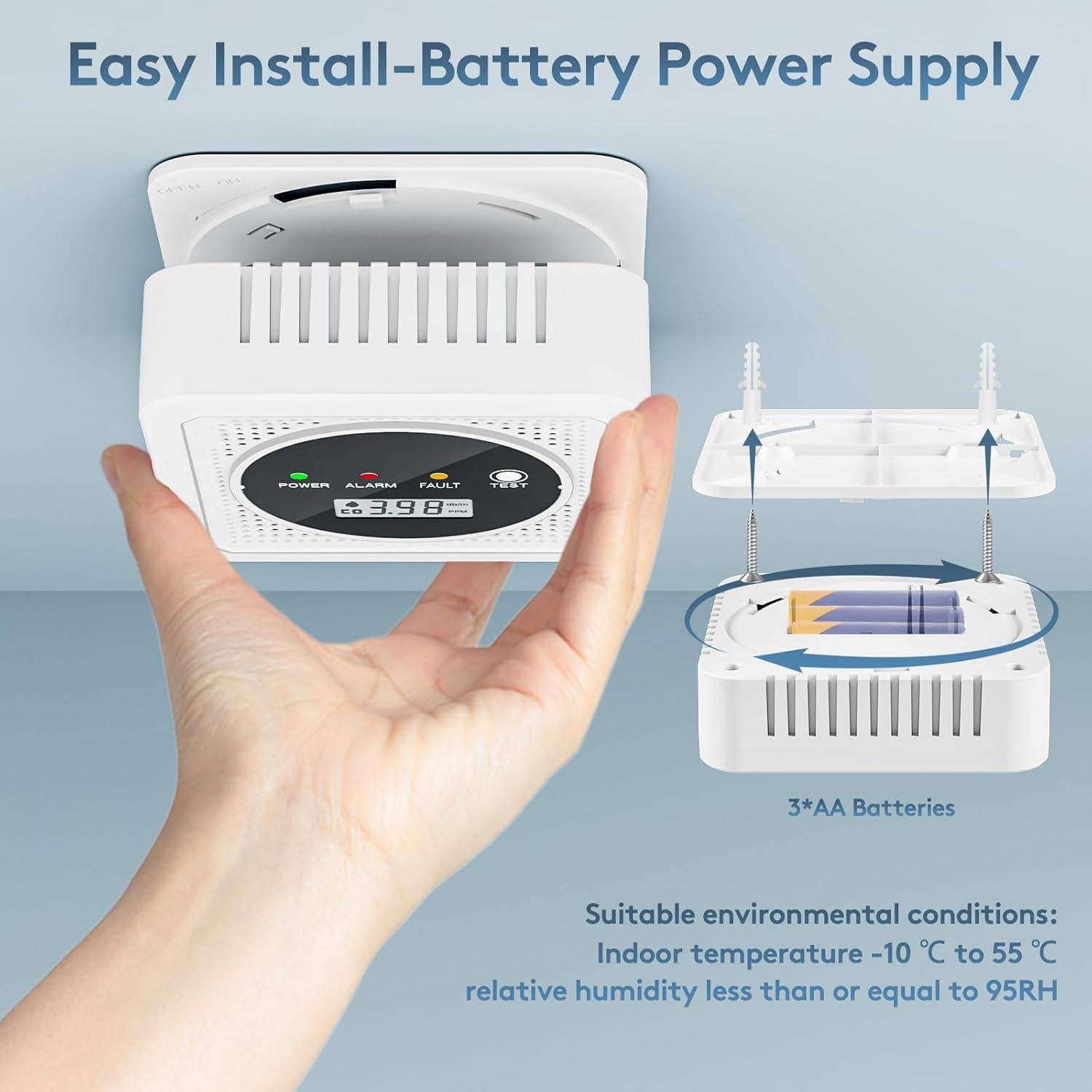 Detector de Humo y Monóxido de Carbono TJTFJS 3 Paquetes 85 dB