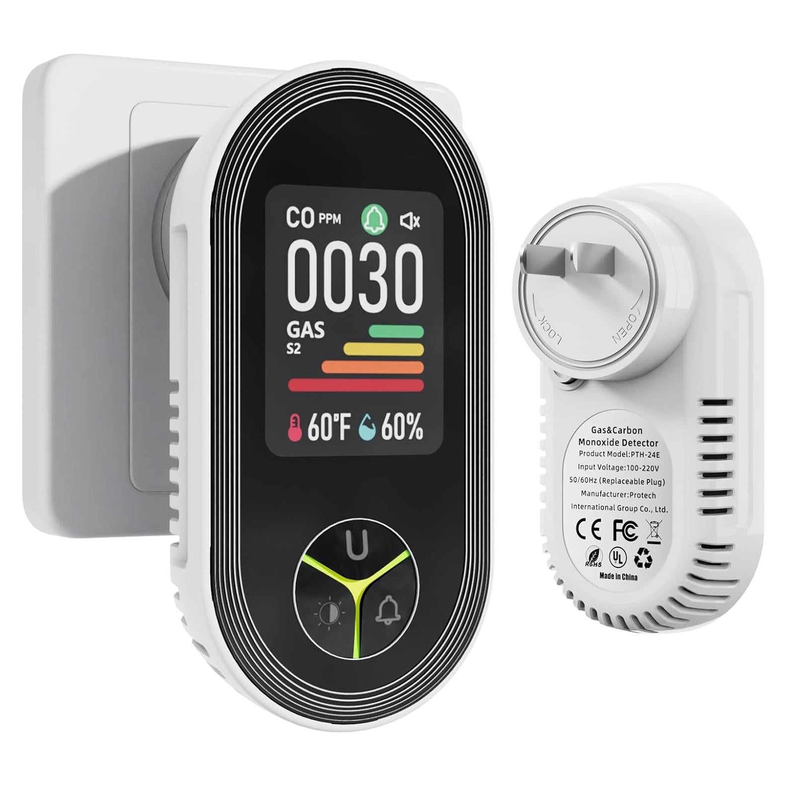 Detector de Monóxido de Carbono Seektain PTH-24E 4 en 1