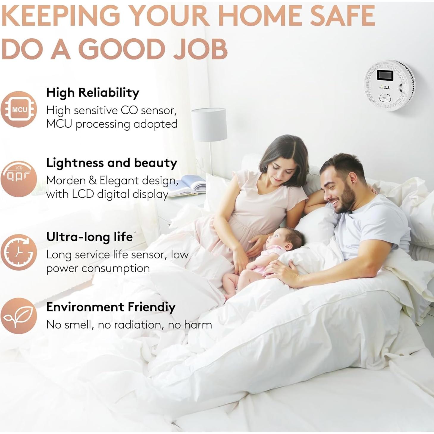 Detector de Humo y Monóxido de Carbono OLUNCLE 2 en 1 85dB