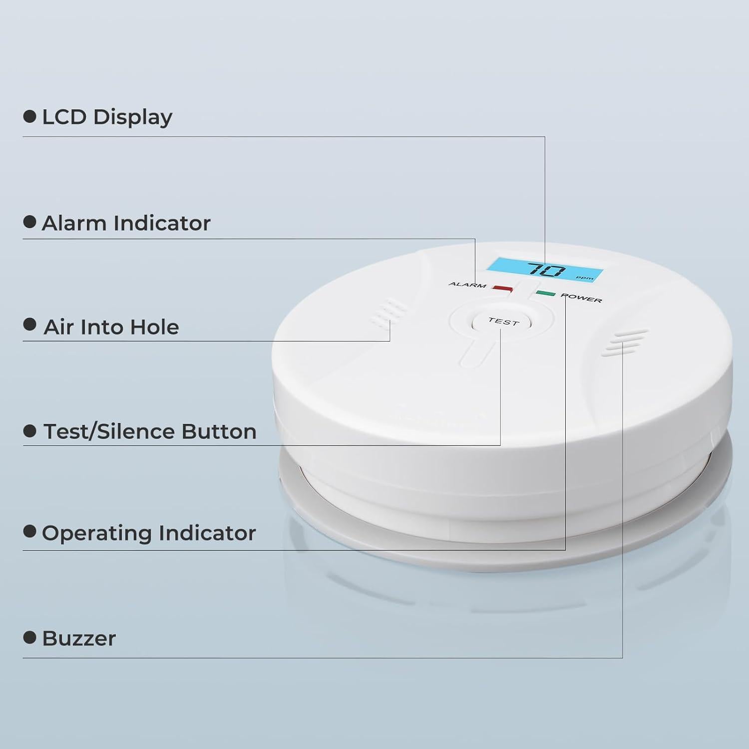 Detector de Humo y Monóxido de Carbono Shyeeh CDR-803 2-en-1
