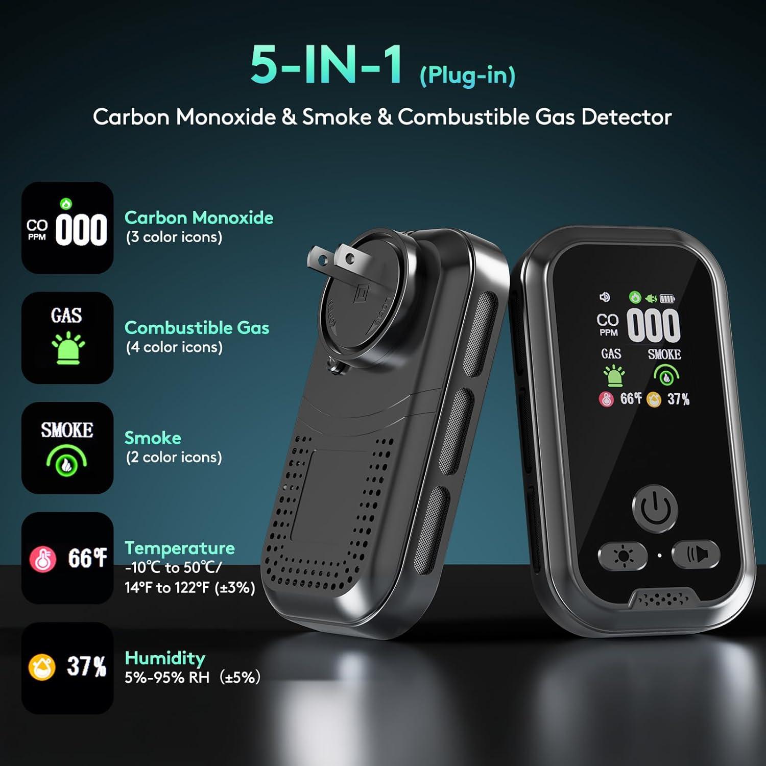 Detector de Monóxido de Carbono 5 en 1 FANSTLOYI HD11