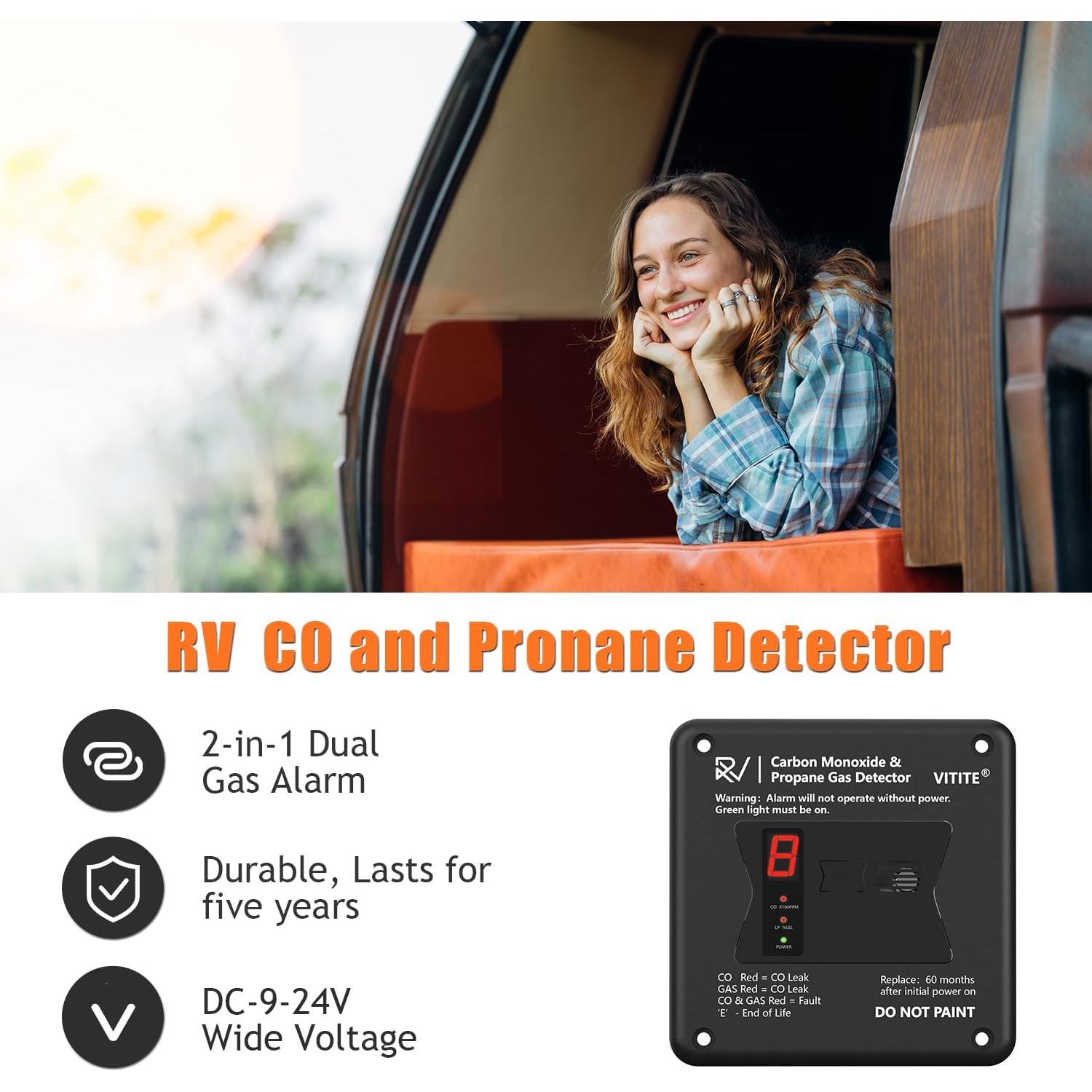 Detector de Monóxido de Carbono y Gas Propano VITITE RV 2 en 1