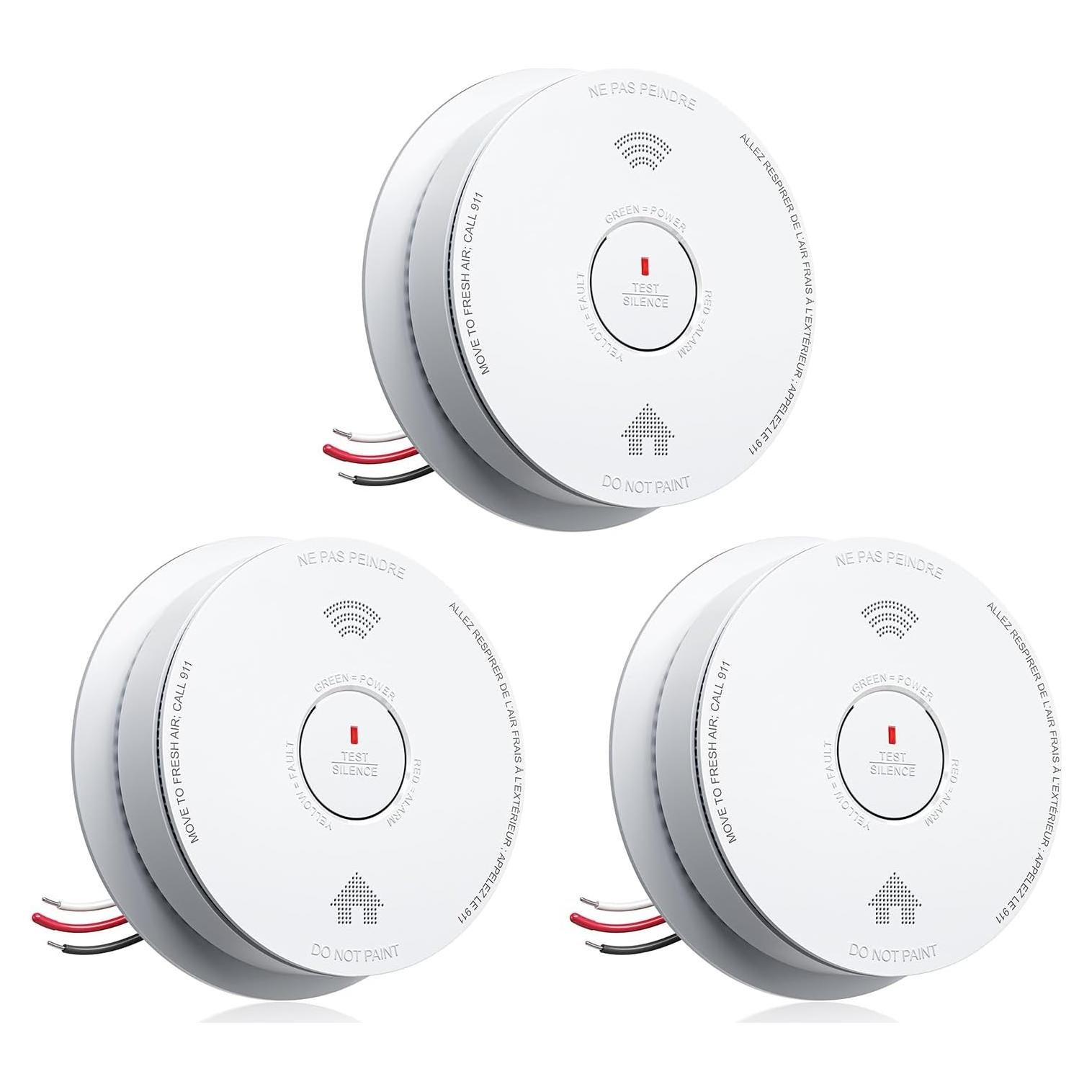 Detector de Humo y Monóxido SITERWELL 10 Años Batería - Paquete de 3